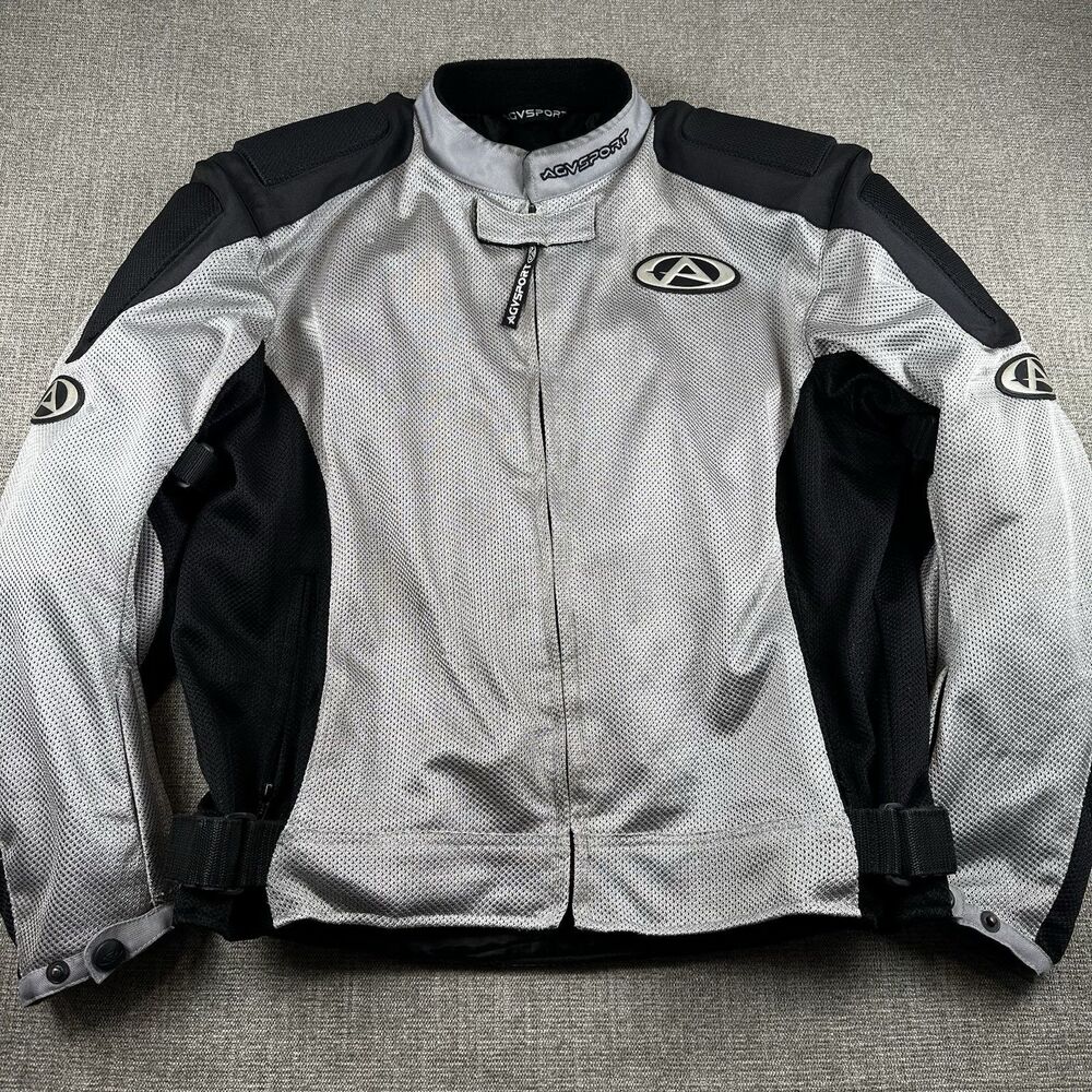 AGVSPORT Mesh Motorcycle Jacket Gray Black Padded Armor Men's Size Large L